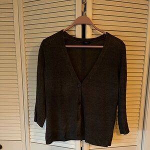 Talbots Dark Graphite Gray V-Neck Cardigan